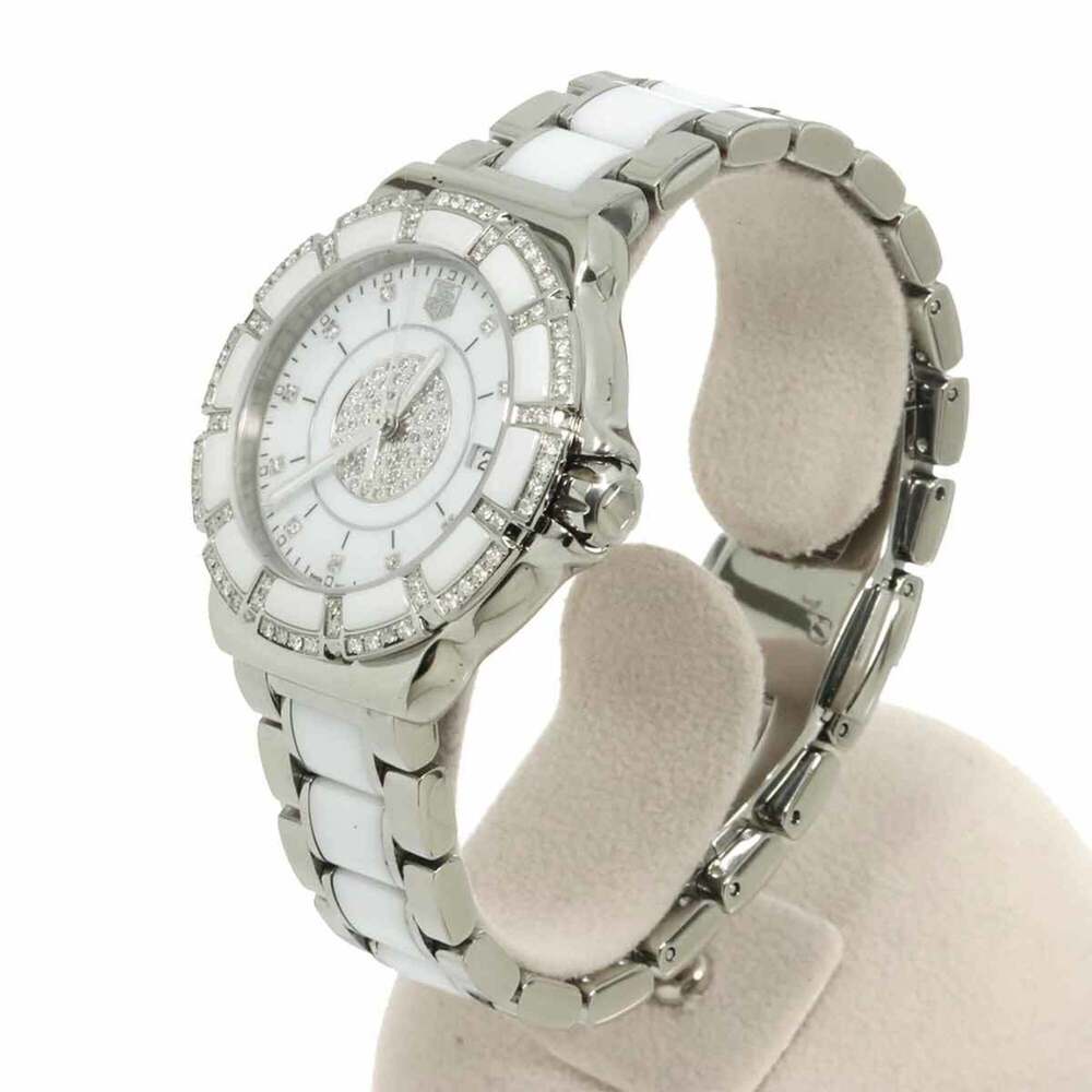 TAG Heuer Formula 1 WAH121D 10P Diamond Ladies Watch, Date, Bezel, White Cera...